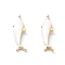 Rack Plating Brass Connector Charms, Fish Links wtih Shell, Long-Lasting Plated, Real 18K Gold Plated, 21x6x3mm, Hole: 0.9mm