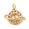 Brass Micro Pave Cubic Zirconia Pendants, Planet, Long-Lasting Plated, Cadmium Free & Lead Free, Rack Plating, with Jump Ring, Real 18K Gold Plated, 14x17x4mm, Hole: 3.5mm