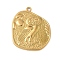 304 Stainless Steel Ancient Coin Owl Pendants, Ion Plating(IP), Real 18K Gold Plated, 33x28x2mm, Hole: 2mm