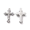 Two Tone Alloy Pendant, with Crystal Rhinestone, Cross Charms, Gunmetal & Platinum, 36x24.5x5.5mm, Hole: 2mm