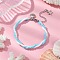 Handmade Glass Seed Beaded Bracelets for Women, with Alloy Shell Shape Charm, Light Blue, 6-7/8 inch(17.6cm)