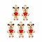 Alloy Enamel Pendants, Cadmium Free & Lead Free, Light Gold, Bear, Red, 20.5x10x5mm, Hole: 1.6mm