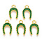 Alloy Enamel Charms, Horse-Shoes Charms, Lead Free & Nickel Free & Cadmium Free, Green, 15.5x9x2mm, Hole: 2mm