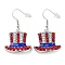 Independence Day Theme Alloy Enamel Dangle Earrings for Women, with Rhinestone, Hat, 41x23.5mm