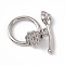 Brass Toggle Clasps, Cadmium Free & Nickel Free & Lead Free, Ring with Lotus Pod, Real Platinum Plated, Ring: 20.5x18x7.5mm, Hole: 2mm, Bar: 25.5x6x3.5mm, Hole: 2mm