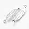 Alloy Links connectors, Feather, Platinum, 44x9.5x2mm, Hole: 2mm