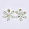 Printing PU Leather Pendants, with Double-Sided Flower Pattern, Flower, Light Green, 45.5x40x2mm, Hole: 1mm