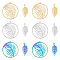 12Pcs 6 Styles 201 Stainless Steel Pendants, Laser Cut, Ring with Leaf & Leaf, Mixed Color, 25~32x10~30x1mm, Hole: 1.4~1.6mm, 2pcs/style
