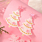 Resin Christmas Tree Stud Earrings, Cute Unique Design Festive Ear Jewelry Collection, Platinum, Pink, 55x33mm