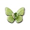Transparent Epoxy Resin Cabochons, Butterfly, with Gold Foil & Rhinestone & ABS Imitation Pearl & Magnet & Paper Card, Yellow Green, 32x39.5x11mm