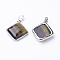 Natural Tiger Eye Pendants, with Brass Findings, Rhombus, Platinum, 25x29x7mm, Hole: 5x7mm, 18x18mm