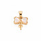 Brass Peg Bails Pendants, with Freshwater Shell, for Half Drilled Bead, Nickel Free, Bowknot, Real 18K Gold Plated, 16x10.5x3mm, Hole: 3x3.5mm, Pin: 0.8mm