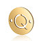 201 Stainless Steel Links connectors, Flat Round with Letter, Golden, Letter.Q, 12x0.8mm, Hole: 0.8mm