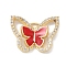 Rack Plating Brass Micro Pave Clear Cubic Zirconia Pendants, with Enamel, Long-Lasting Plated, Lead Free & Cadmium Free, Real 18K Gold Plated, Butterfky, FireBrick, 15x19.5x3mm, Hole: 1.4mm