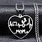 Mother's Day 201 Stainless Steel Hollow Cut Mom Love Heart Pendant Necklaces, Stainless Steel Color, 23.94 inch(60.8cm)