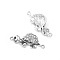 Alloy Links connectors, with Rhinestone, Tortoise, Antique Silver, Crystal, 16x38x5mm, Hole: 2mm