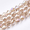 Electroplate Glass Beads Strands, AB Color Plated, Faceted, Bicone, Light Salmon, 6x5.5~6mm, Hole: 1mm, about 44~47pcs/strand, 24.5~25cm