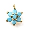 Brass Micro Pave Cubic Zirconia Pendants, Cadmium Free & Nickel Free & Lead Free, Flower Charms, Real 18K Gold Plated, 11x8x3.5mm, Hole: 1mm