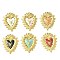 304 Stainless Steel Enamel Pendants, Ion Plating(IP), Heart Charm, Golden, Mixed Color, 25x21x2.5mm, Hole: 1mm