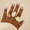 4Pcs Alloy Finger Rings Sets, Golden, Inner Diameter: 17mm
