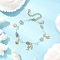 Natural Labradorite Link Bracelets for Women, Dolphin 304 Stainless Steel Charm Bracelets, 7-1/4 inch(18.3cm)