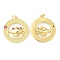 Brass Micro Pave Cubic Zirconia Pendants, Flat Round, Real 18K Gold Plated, 21x19x3mm, Hole: 2.3mm