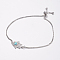 Adjustable Brass Bolo Bracelets, Slider Bracelets, with Synthetic Opal and Cubic Zirconia, Hamsa Hand/Hand of Fatima/Hand of Miriam, Platinum, Aquamarine, 8-7/8 inch(224mm), 1mm, Link: 18.5x11x2mm