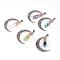 Column Glass Bottle with Natural & Synthetic Mixed Stone Inside Pendants, with Moon Alloy Finding and 304 Stainless Steel Findings, 41x29x10mm, Hole: 7x4mm