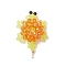 3D Electroplate Glass Seed Beaded Tortoise Pendants, with Real 18K Gold Plated Copper Wire, Faceted, Dark Orange, 37.5x24x14.5mm, Hole: 1.8mm