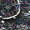 Glass Bugle Beads, Multi-color Plated, 15x2.5mm, Hole: 0.5mm, about 5000pcs/bag