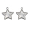 Non-Tarnish 304 Stainless Steel Charms, Star Charms, Stainless Steel Color, 13x12x2mm, Hole: 1mm