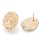 Brass Stud Earring Findings, Cadmium Free & Nickel Free & Lead Free, Vortex with Vertical Loops, Real 18K Gold Plated, 22x19mm, Hole: 1.8mm, Pin: 0.7mm