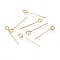 304 Stainless Steel Eye Pins, Real 18K Gold Plated, 22 Gauge, 17~18x0.6mm, Hole: 2mm