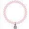 Fashion Natural Jade Beads Stretch Bracelets, Alloy Ladybug Charms Bracelets without Paper Card