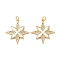 Brass Micro Pave Cubic Zirconia Pendants, Cadmium Free & Lead Free, with Shell and Jump Ring, Real 18K Gold Plated, Star, 26x24x3mm, Hole: 3mm