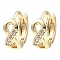 Brass Micro Pave Cubic Zirconia Hoop Earrings, Infinity, Light Gold, 10x4x12mm