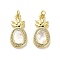 Brass Micro Pave Clear Cubic Zirconia Pendants, Cadmium Free & Lead Free, with Shell, Real 18K Gold Plated, Pineapple, 21x10x3mm, Hole: 3.5mm