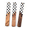 Printed Opaque Resin & Walnut Wood Big Pendants, Rectangle Charm with Polka Dot Pattern, White, 51.5x7.5x3.5mm, Hole: 1.8mm