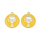 Father's Day Alloy Enamel Pendants, Golden, Flat Round with Trophy, 24x21x1mm, Hole: 1.6mm