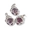 Natural Amethyst Pendants, Oval Charms, with Platinum Tone Brass Rose Findings, Cadmium Free & Nickel Free & Lead Free, 25~26x19~19.5x9~9.5mm, Hole: 7.5x5.5mm