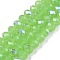 Electroplate Glass Beads Strands, Imitation Jade Beads, Half Plated, Rainbow Plated, Faceted, Rondelle, Light Green, 8x6mm, Hole: 1mm, about 64~65pcs/strand, 40~41cm