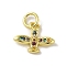 Brass Micro Pave Colorful Cubic Zirconia Charms, Cadmium Free & Nickel Free & Lead Free, Real 18K Gold Plated, Bird, 10x12x2.5mm, Hole: 3mm