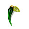 Brass Enamel & Handmade Lampwork Pendants, Pepper, Sea Green, 45~47x11~12x11~12mm
