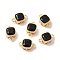 Real 18K Gold Plated Brass Cubic Zirconia Links Connectors, Cadmium Free & Nickel Free & Lead Free, Square, Black, 11x7x4mm, Hole: 1.2mm