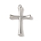 Non-Tarnish 304 Stainless Steel Pendants, Cross Charm, Stainless Steel Color, 27.5x17x3.5mm, Hole: 1mm
