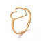 Ion Plating(IP) 201 Stainless Steel Heart Finger Ring, Hollow Wide Ring for Women, Golden, US Size 6 1/2(16.9mm)