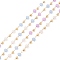 Faceted Rondelle Glass & Round 304 Stainless Steel Beaded Chains, with Light Gold 316 Surgical Stainless Steel Findings, Soldered, Light Sky Blue, 3x2.5mm, 4x2.5x0.5mm
