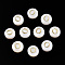 Natural Freshwater Shell Beads, with Golden Plated Brass Etched Metal Embellishments, Flat Round with Letter, Letter O, 7.5~8x4~5mm, Hole: 0.8mm