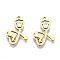 Ion Plating(IP) 201 Stainless Steel Pendants, Laser Cut, Heart with Flower, Golden, 18x12x1mm, Hole: 1.4mm