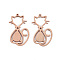 304 Stainless Steel Pendants, Laser Cut, Cat, Rose Gold, 20x12x1mm, Hole: 0.9mm